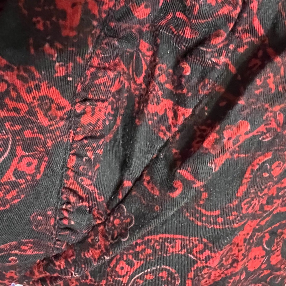 Soft Surroundings Night Divine Flannel Long Sleeve Red Paisley Cotton PJ Sz L - Picture 6 of 7